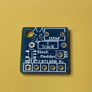 Front view of a Clock Modder LTC1799 Mod Board, PCB only
