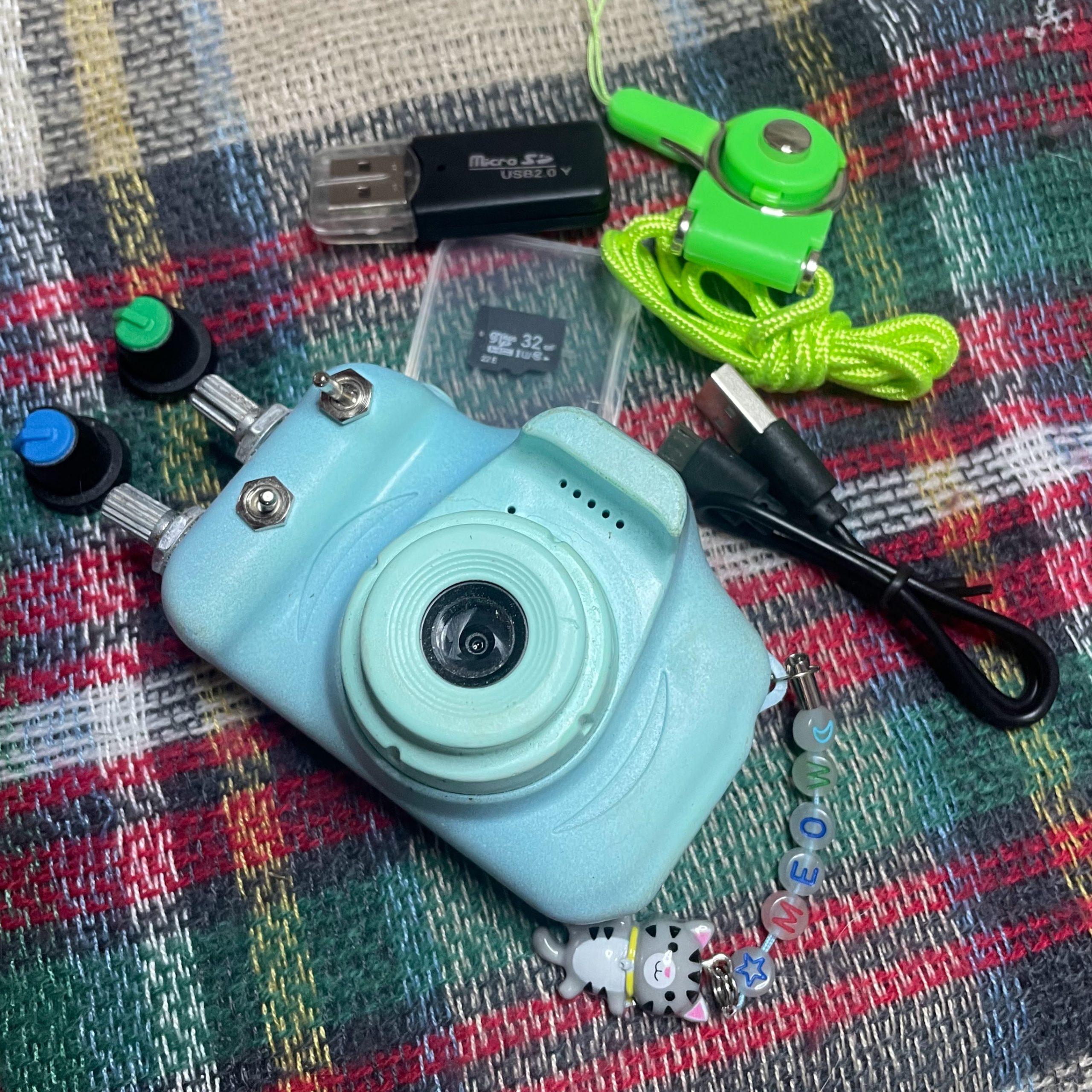 A Seafoam Green Glitch Camera Front View