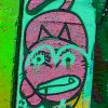 A sample glitch camera image taken of a graffiti cat - 1 of 2